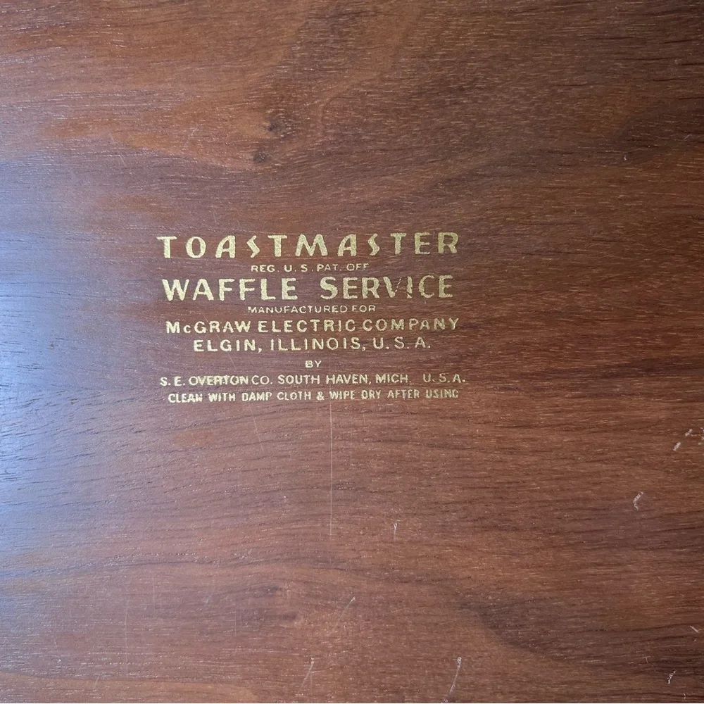 Vintage MCM Bentwood + Leather Tray with Gilt Motif (Toastmaster)